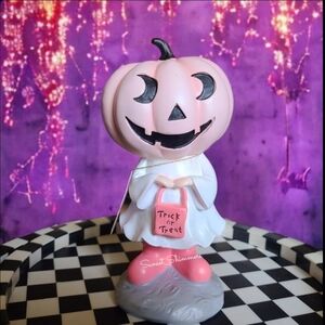 Goblin & Ghoul Pink Pumpkin Trick Or Treat Girl Halloween Decor TikTok 8.5" New